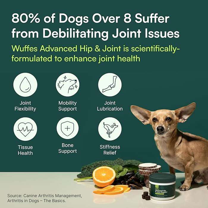 Wuffes Advanced Dog Hip and Joint Supplement with Glucosamine, Chondroitin, Omega 3, MSM, and Green Lipped Mussel, 60 Pork Flavored Chews for Small and Medium Dog Breeds - Image 7