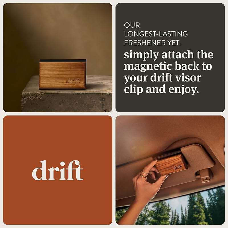 Drift Car Air Freshener – Premium Magnetic Visor Clip Scent Diffuser Featuring Sustainably Sourced Wood and Natural Essential Oils, Luxury Auto Accessories Gifts – Teak Scent Starter Kit - Image 5
