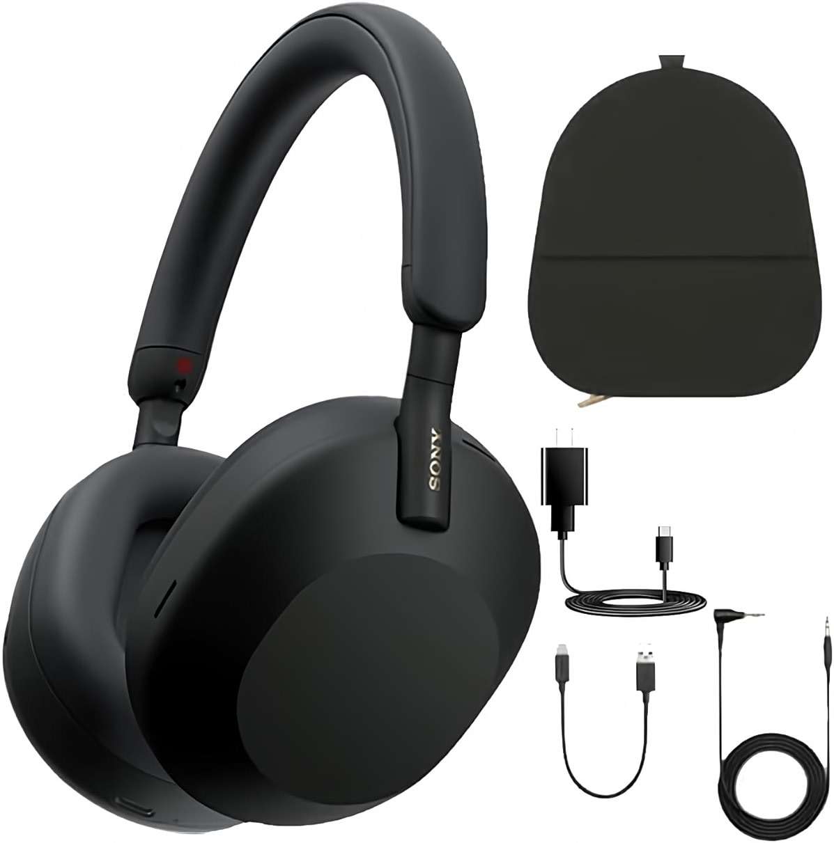 Sony WH-1000XM5 Noise Canceling Wireless Over-Ear Headphones (Black) & Case - Image 1