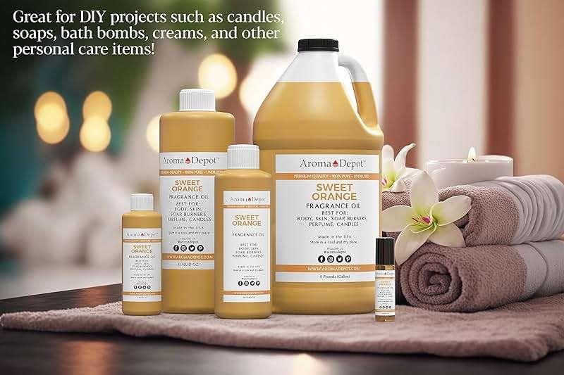 Aroma Depot Sweet Orange Fragrance Oil 4 oz. Perfume Skin Oil, Scented, is Great for Candles, Bath Bombs, Body Butters, Creams & Lotions. Few Drops in The Diffuser, Burners, or Warmers. - Image 5