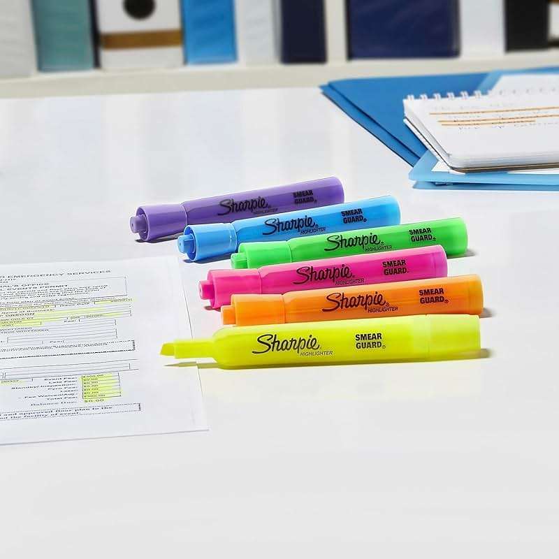 Sharpie Tank Highlighters, Assorted Colors, Chisel Tip, Back to School Essentials, Teacher & Office Supplies, Smear-Resistant, 12-Pack - Image 6
