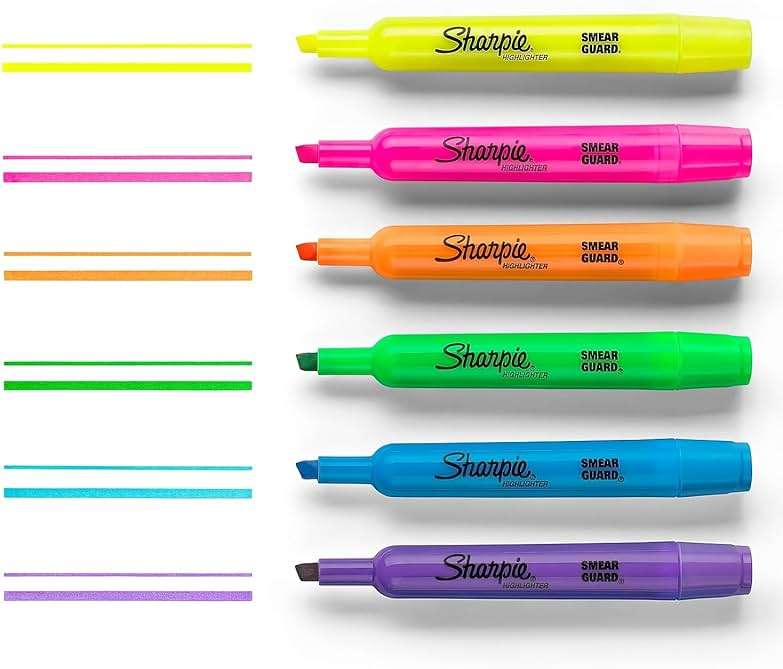 Sharpie Tank Highlighters, Assorted Colors, Chisel Tip, Back to School Essentials, Teacher & Office Supplies, Smear-Resistant, 12-Pack - Image 7