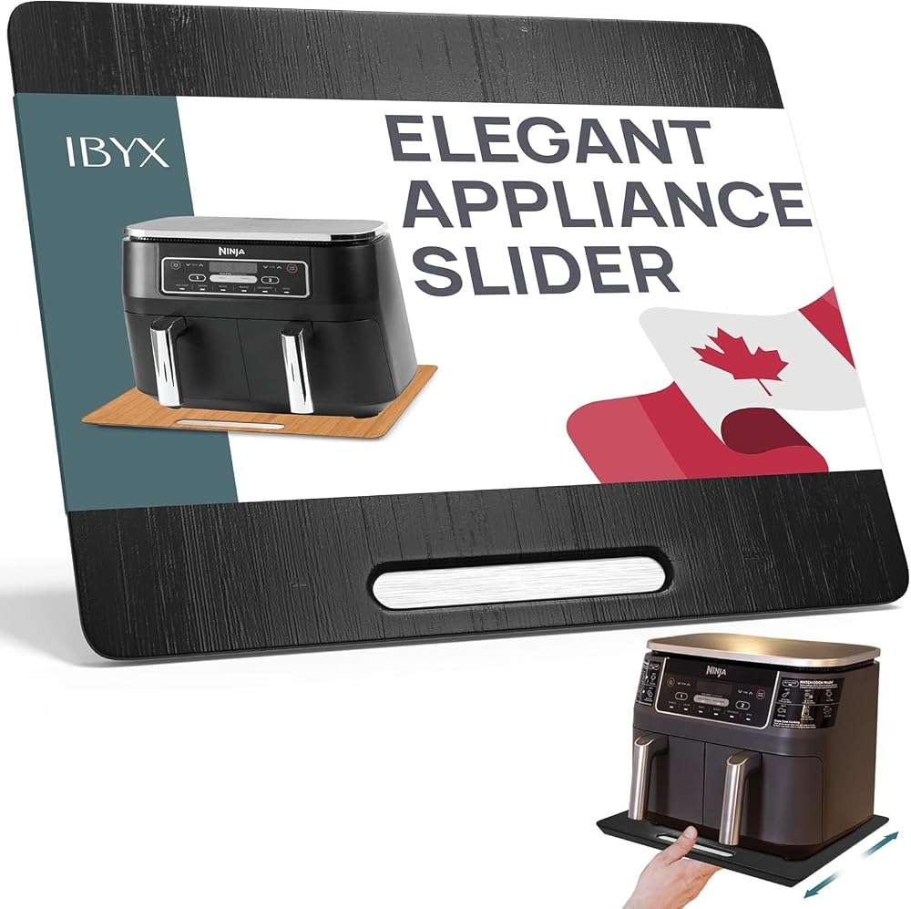 Ibyx Elegant Appliance Slider - Sliding Tray for Coffee Maker & Heavy Kitchen Appliances, Easy Slide, Made of Premium Bamboo, Space-Saving Kitchen Organizer, 40 lb Capacity, Black - 16 x 13 Inch - Image 1