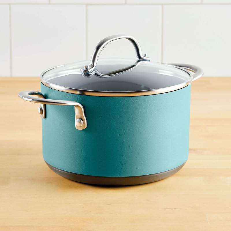 Anolon Achieve Hard Anodized Nonstick Saucepot with Lid, 4 Quart, Teal - Image 9