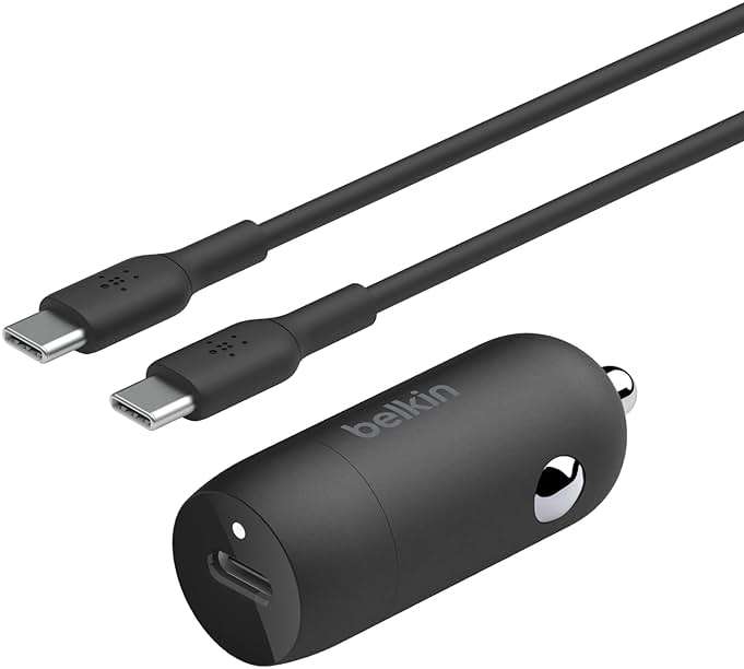 Belkin Boost↑Charge™ 30W USB-C Compact Fast Car Charger w/USB-C Cable Included, for iPhone 16, 16 Pro, iPhone 15, Galaxy S25, S24, Pixel 9 & 8, Note, Nintendo Switch 2 & More - Black - Image 1