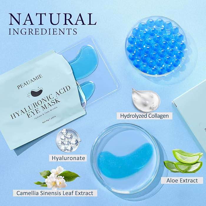 PEAUAMIE Under Eye Patchs Hyaluronic Acid Eye Mask for Dark Circles and Puffiness Wrinkle Eye Bags 30 Pairs - Image 5