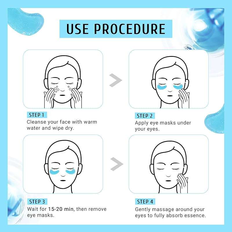 PEAUAMIE Under Eye Patchs Hyaluronic Acid Eye Mask for Dark Circles and Puffiness Wrinkle Eye Bags 30 Pairs - Image 6