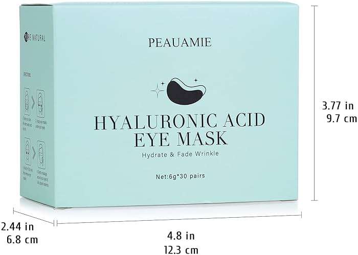 PEAUAMIE Under Eye Patchs Hyaluronic Acid Eye Mask for Dark Circles and Puffiness Wrinkle Eye Bags 30 Pairs - Image 7