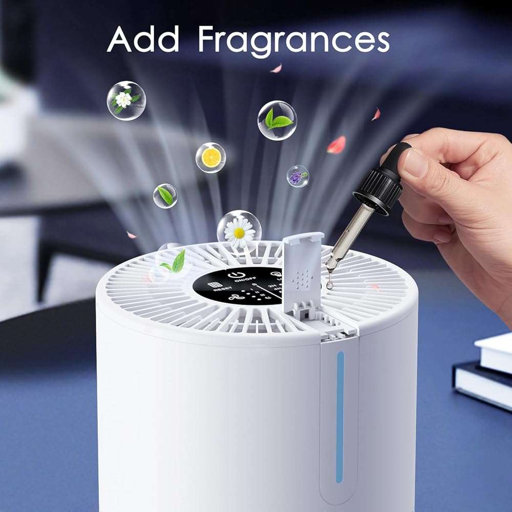 Air Purifiers for Bedroom Home 430 Sq.Ft, MOOKA H13 HEPA Filter Small Portable Air Purifier with USB Cable Fragrance Sponge for Smokers Pollen Pets Dust Odors, Desktop Air Cleaner for Car RV, M01 - Image 4