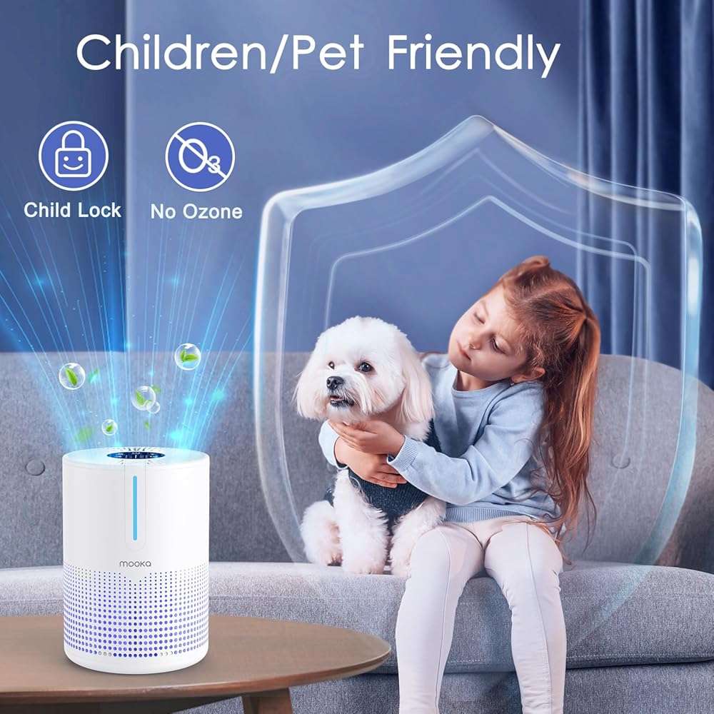 Air Purifiers for Bedroom Home 430 Sq.Ft, MOOKA H13 HEPA Filter Small Portable Air Purifier with USB Cable Fragrance Sponge for Smokers Pollen Pets Dust Odors, Desktop Air Cleaner for Car RV, M01 - Image 7