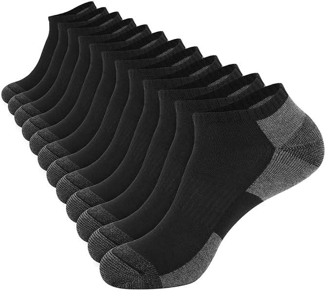 COOPLUS 12 Pack Mens Cushioned Ankle Socks, Low Cut Breathable Casual Socks (Shoe Size 6-11) - Image 1