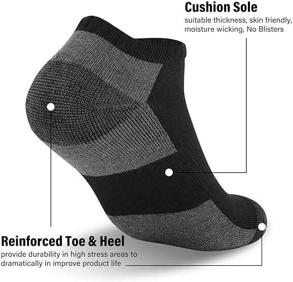 COOPLUS 12 Pack Mens Cushioned Ankle Socks, Low Cut Breathable Casual Socks (Shoe Size 6-11) - Image 5