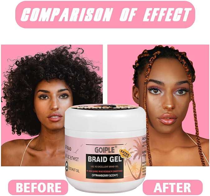 16oz Big Capacity Braid Gel Good for Twist, Locs, Braids, Edge No Flake Extra Hold High Shine Braiding Gel & Edge Control, Loc Gel Long Lasting for Locks, Cornrows Smooths & Tames Frizz - Image 5