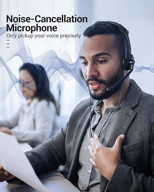 FEABASK USB Headset with Microphone for PC Laptop - Wired Computer Headphones with Noise Cancelling Microphone for Home Office Online Class Skype Zoom Meetings,in Line Mute Controls - Image 6