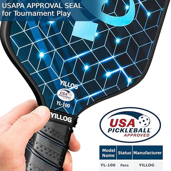YILLOG Pickleball Paddles, USAPA Approved Pickleball Paddle Set of 4, Fiberglass Surface Pickleball Set, 4 Pickleball Balls, 4 Cooling Towels, Pickleball Bag, Pickle Ball Paddle for Men Women - Image 2