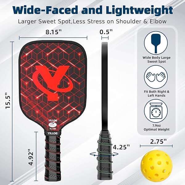 YILLOG Pickleball Paddles, USAPA Approved Pickleball Paddle Set of 4, Fiberglass Surface Pickleball Set, 4 Pickleball Balls, 4 Cooling Towels, Pickleball Bag, Pickle Ball Paddle for Men Women - Image 5