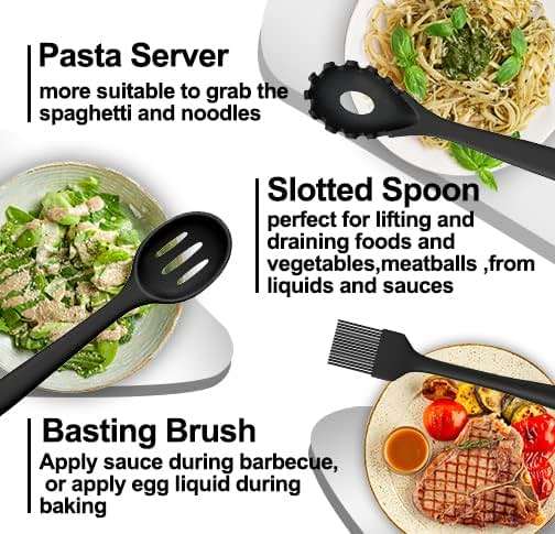 43 Pcs AIKKIL Kitchen Utensils Set, Heat Resistant Silicone Cooking Kitchen Utensils Set with Holder, Spoon, Spatula, Kitchen Gadgets Tools Set For Nonstick Cookware, Dishwasher(BPA Free, Black) - Image 3