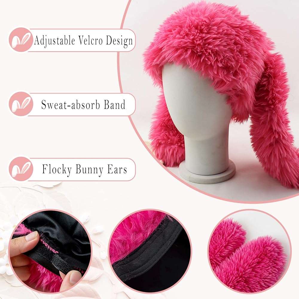 HENWASAI Y2K Fuzzy Bunny Hat for Women Girls Cute Furry Beanie with Ears Long Rabbit Ears Hat for Festival, Easter, Party - Image 4