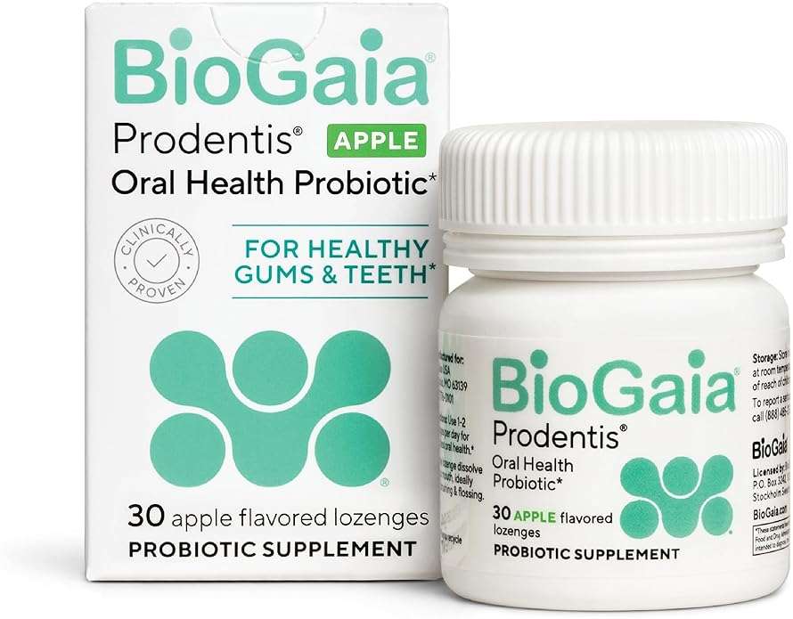 BioGaia Prodentis | Oral Probiotics | Promotes Healthy Gums & Teeth | Defends Against Bad Breath & Dental Problems | Improves Oral Health | Apple Flavored | 30 Dental Probiotic Lozenges - Image 1
