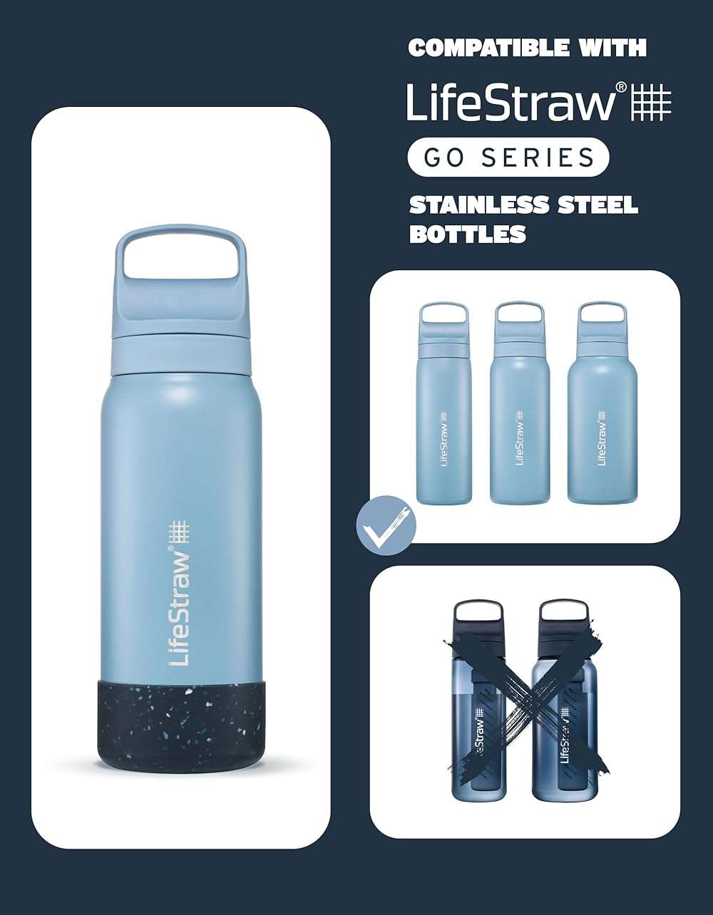 LifeStraw Go Series Silicone Base, Stainless Steel Bottle - Image 2