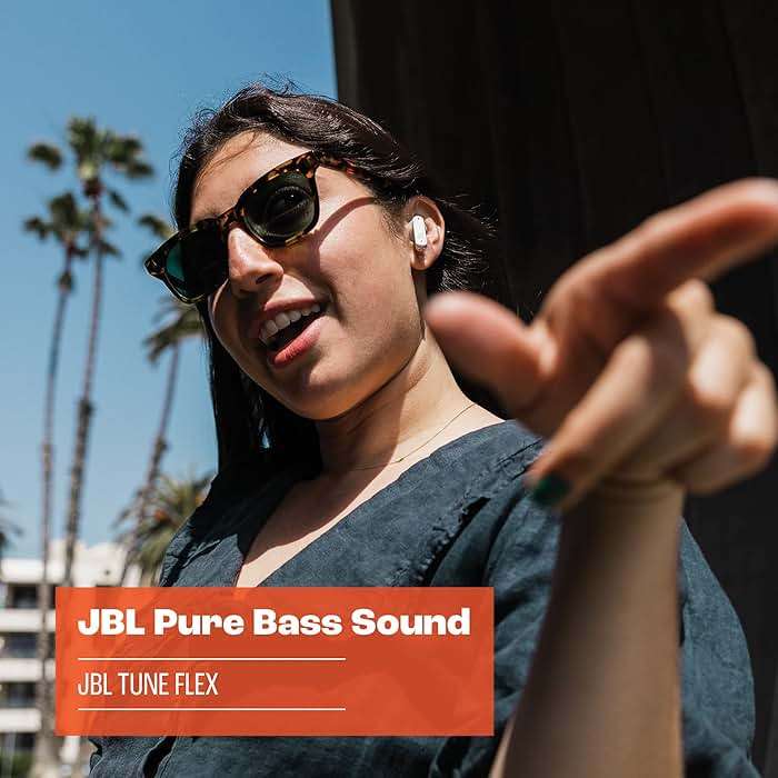 JBL Tune Flex - True Wireless Noise Cancelling Earbuds (White), Small - Image 2