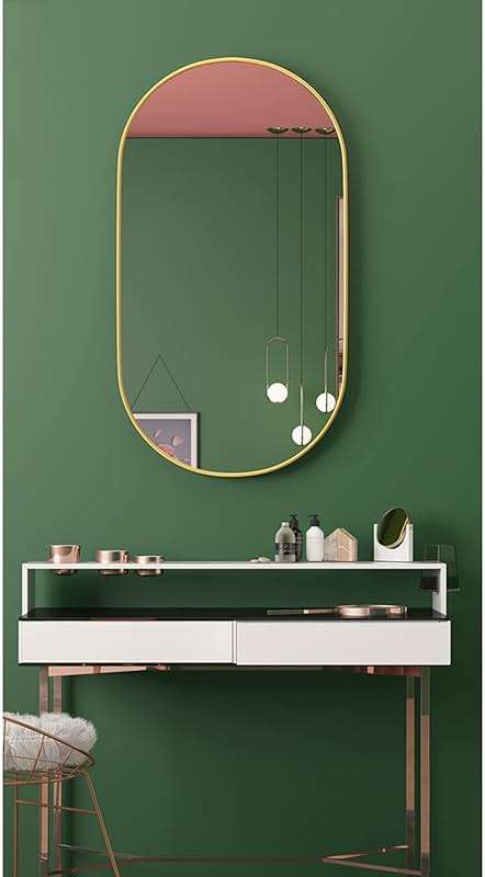 LOJOO Oval Wall-Mounted Mirrors, Metal Frame Makeup Shaving Bathroom Mirrors, Modern Hanging Vanity Mirror for Bedroom, Living Room and Entryway (Color : Black, Size : 40x70cm) - Image 3