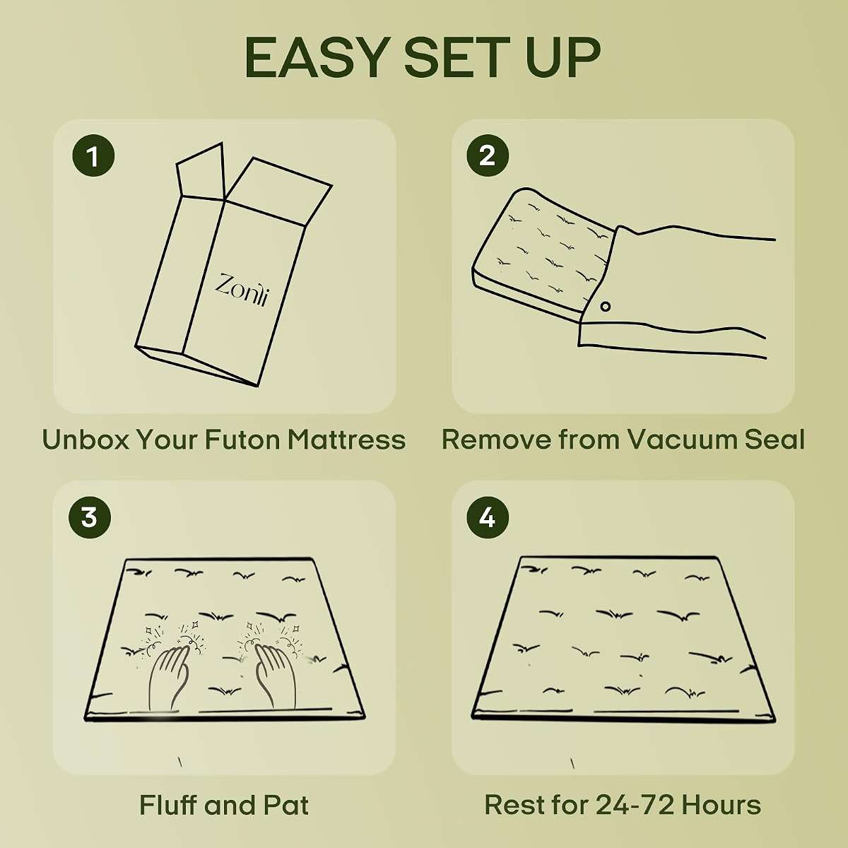 ZonLi Japanese Floor Futon Mattress Queen Size 80"x 60", 100% Cotton Cover 2.5'' Thicken Tatami Mattress, Foldable Sleeping Pad, Portable Dormitory Tatami Mat(Grey) - Image 7