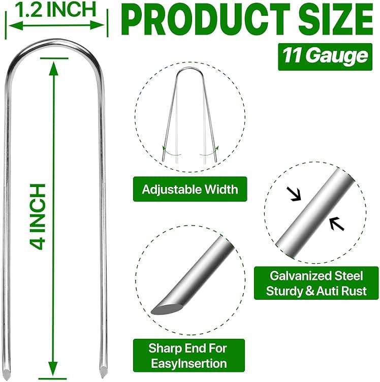 TiTifield U Shape Garden Stakes 50 Packs 4 Inch 11 Gauge Irrigation Tubing Stakes, Heavy Duty Galvanized Landscape Staples for Tube, Lawns, Landscape Fabrics,Irrigation Hose and Weed Barriers - Image 3