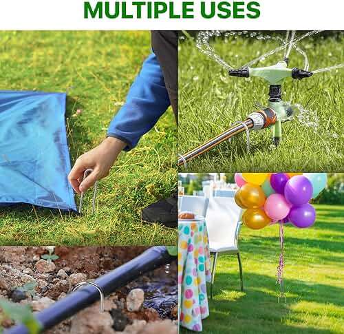TiTifield U Shape Garden Stakes 50 Packs 4 Inch 11 Gauge Irrigation Tubing Stakes, Heavy Duty Galvanized Landscape Staples for Tube, Lawns, Landscape Fabrics,Irrigation Hose and Weed Barriers - Image 5