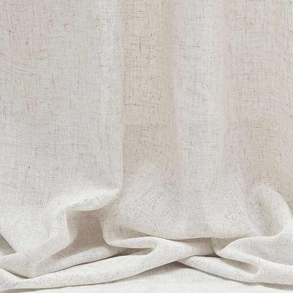 MYSKY HOME Linen Curtains for Living Room, Natural Semi Sheer Curtains & Drapes 84 inches Length 2 Panels Set Farmhouse Country Boho Style Back Tab Draperies for Sliding Glass Door, 50" Wide, Linen - Image 8