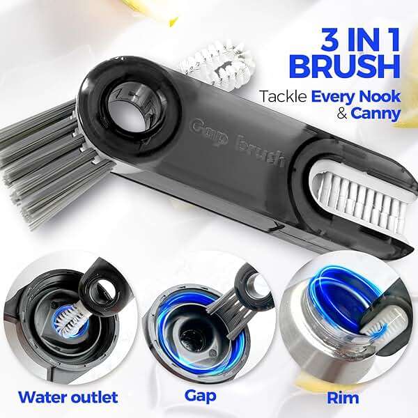 Holikme 6 Pack Bottle Brush Set, 14" Long Handle Stainless Steel Bottle Cleaner Brush, 3 Straw Brushes, 4-in-1 Bottle Cleaning Brush for Water Bottle, Antistatic Lab Brushes Straws, Black - Image 4