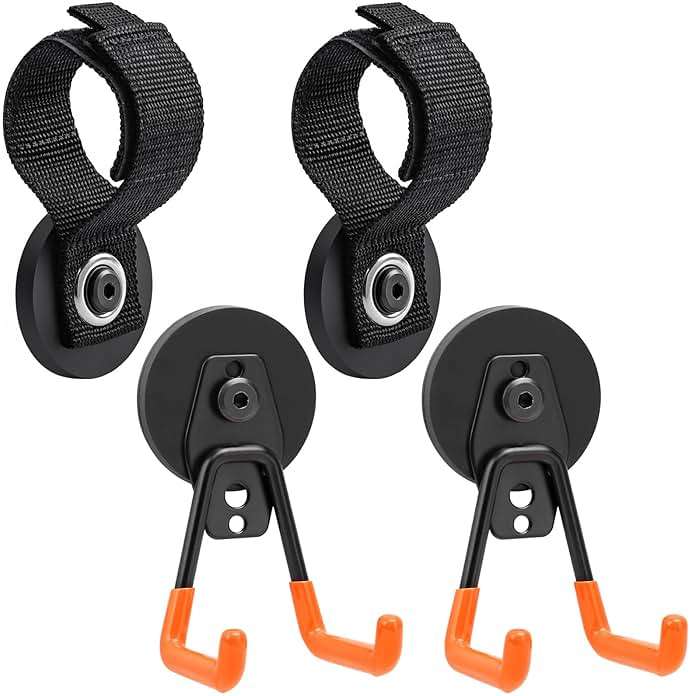 Homde 4Pcs Strong Magnetic Hook, Heavy Duty Magnet Holder for Garage Workshop RV, Utility Hanger for Hose Cable Rope Garden Tool, Wall Storage Hooks for Indoor Outdoor Hanging - Image 1