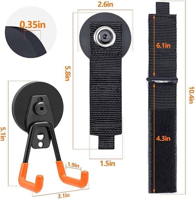 Homde 4Pcs Strong Magnetic Hook, Heavy Duty Magnet Holder for Garage Workshop RV, Utility Hanger for Hose Cable Rope Garden Tool, Wall Storage Hooks for Indoor Outdoor Hanging - Image 3