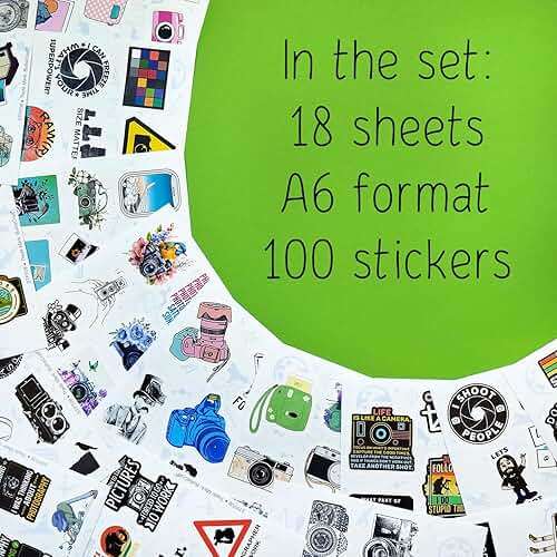 BulbaCraft 100Pcs Photography Stickers, Camera Stickers for Water Bottles, Laptop, Scrapbooking, Planners — Photographer Gifts Women, Camera Gifts for Photographers Women & Men - Image 3