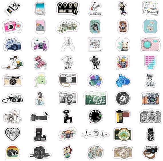 BulbaCraft 100Pcs Photography Stickers, Camera Stickers for Water Bottles, Laptop, Scrapbooking, Planners — Photographer Gifts Women, Camera Gifts for Photographers Women & Men - Image 4
