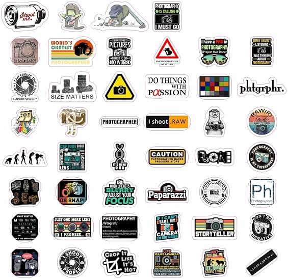 BulbaCraft 100Pcs Photography Stickers, Camera Stickers for Water Bottles, Laptop, Scrapbooking, Planners — Photographer Gifts Women, Camera Gifts for Photographers Women & Men - Image 5