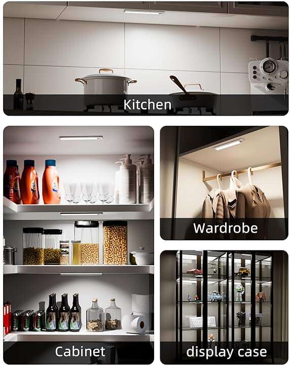 EZVALO 5-Pack Under Cabinet Lighting, 2400mAh Motion Sensor Light, LED Closet Lights Wireless, 6500K Dimmable, Timer, Magnetic, with Remote Control for Kitchen, Closet, Stair - Image 6