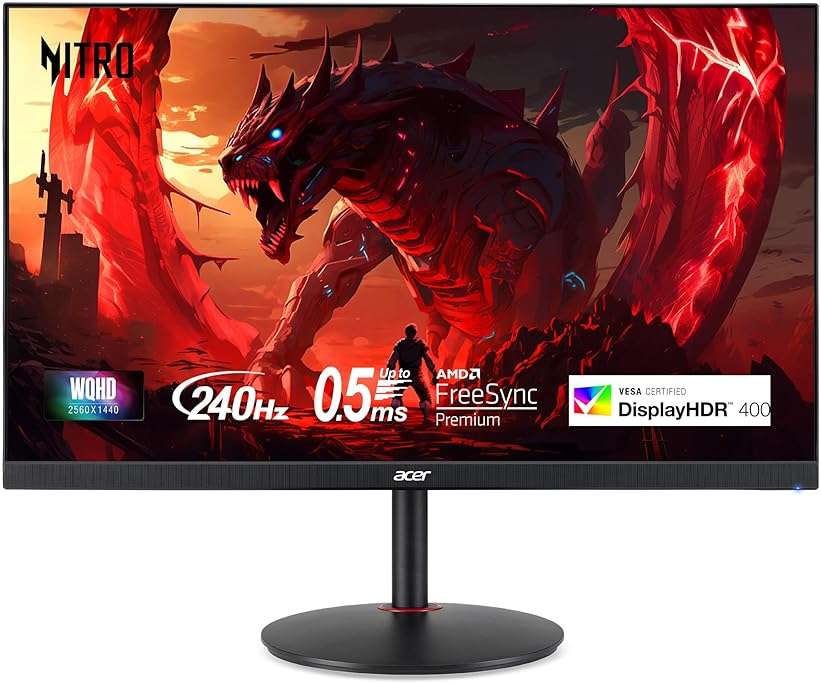 Acer Nitro 27" WQHD 2560 x 1440 PC Gaming IPS AMD FreeSync Premium | Up to 240Hz Refresh | Up to 0.5ms | DisplayHDR 400 | sRGB 99% | 1 x Display Port 1.4 & 2 x HDMI 2.1 | XV272U W2bmiiprx - Image 1