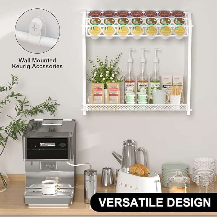 Lixple Coffee Pod Organizer for Countertop, Bamboo K Cup Holder, Easy Assembly Coffee Station Organizer for Home Office Coffee Bar, White - Image 8