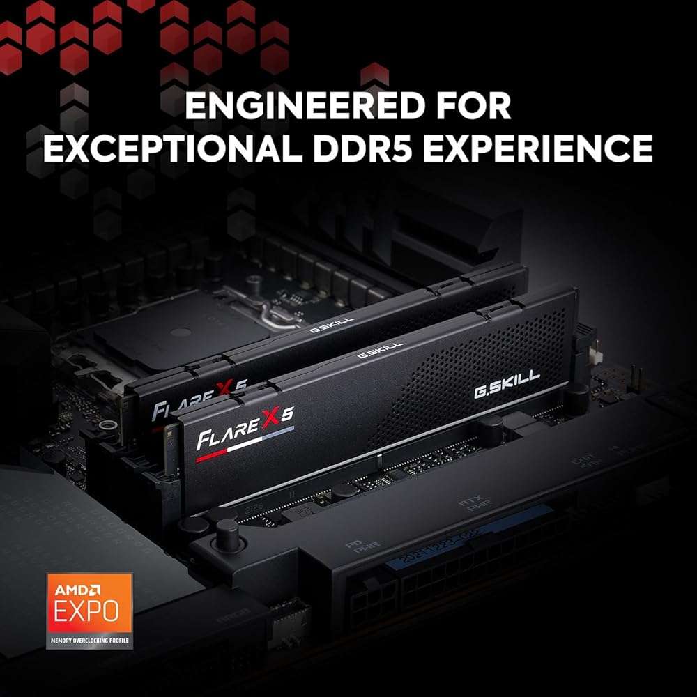 G.SKILL Flare X5 Series DDR5 RAM (AMD EXPO) 32GB (2x16GB) 6000MT/s CL30-38-38-96 1.35V Desktop Computer Memory U-DIMM - Matte Black (F5-6000J3038F16GX2-FX5) - Image 2
