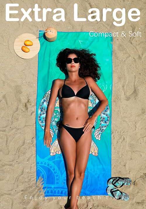 2 Pack Microfiber Lightweight Beach Towel Sand Free Quick Dry Absorbent Thin Compact Towels for Swimming Pool Camping Beach Accessories Large Easy Pack Travel Things for Vacation Essentials Gift - Image 3