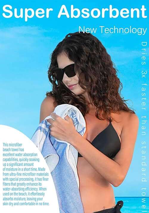 2 Pack Microfiber Lightweight Beach Towel Sand Free Quick Dry Absorbent Thin Compact Towels for Swimming Pool Camping Beach Accessories Large Easy Pack Travel Things for Vacation Essentials Gift - Image 6