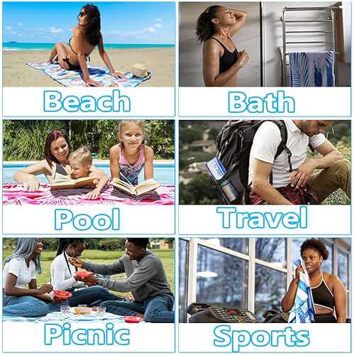2 Pack Microfiber Lightweight Beach Towel Sand Free Quick Dry Absorbent Thin Compact Towels for Swimming Pool Camping Beach Accessories Large Easy Pack Travel Things for Vacation Essentials Gift - Image 7