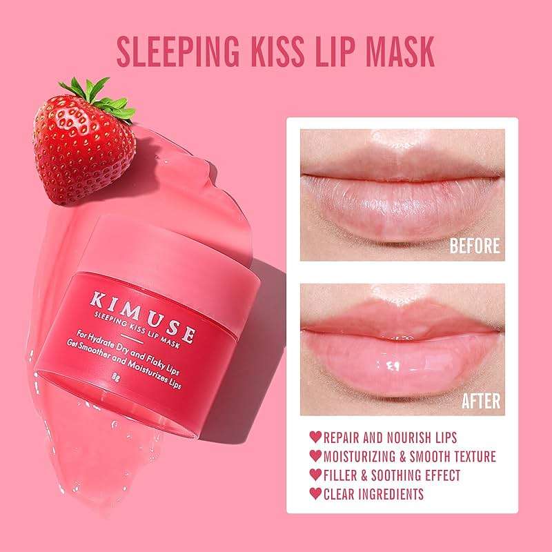 KIMUSE Lip Mask Set, 4PCS Lip Sleeping Mask Overnight Treatment Lip Care Products, Moisturize & Nourish, Flaky, Cracked Dry Lips, Intense Hydration with Shea Butter (SET) - Image 2