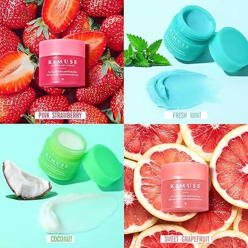 KIMUSE Lip Mask Set, 4PCS Lip Sleeping Mask Overnight Treatment Lip Care Products, Moisturize & Nourish, Flaky, Cracked Dry Lips, Intense Hydration with Shea Butter (SET) - Image 4