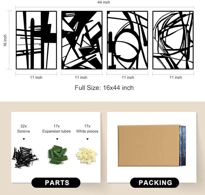 Glamativity 4 Pack Black Abstract Metal Wall Art, Minimalist Décor Single Line Art Wall Décor, 3D Textured Metal Wall Sculptures, for Living Room Bedroom Bathroom Study Room (Black Abstract, M Size 16 x 11'') - Image 2