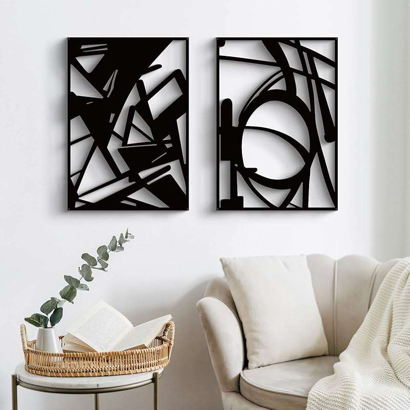 Glamativity 4 Pack Black Abstract Metal Wall Art, Minimalist Décor Single Line Art Wall Décor, 3D Textured Metal Wall Sculptures, for Living Room Bedroom Bathroom Study Room (Black Abstract, M Size 16 x 11'') - Image 4