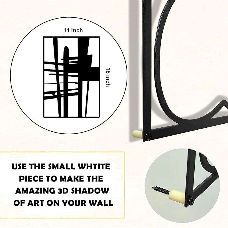 Glamativity 4 Pack Black Abstract Metal Wall Art, Minimalist Décor Single Line Art Wall Décor, 3D Textured Metal Wall Sculptures, for Living Room Bedroom Bathroom Study Room (Black Abstract, M Size 16 x 11'') - Image 6