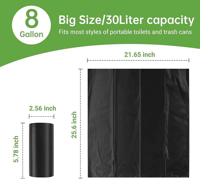 Portable Toilet Replacement Bags, 25 Count 8 Gallon 1.5 Mil Super Thickened Compostable Trash Bags, 30 Liter Camping Toilet Bags for Travel Outdoors, Boating, Emergency Toilet Bag for Car - Image 2