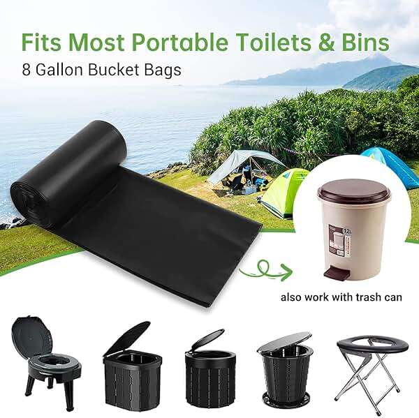 Portable Toilet Replacement Bags, 25 Count 8 Gallon 1.5 Mil Super Thickened Compostable Trash Bags, 30 Liter Camping Toilet Bags for Travel Outdoors, Boating, Emergency Toilet Bag for Car - Image 6